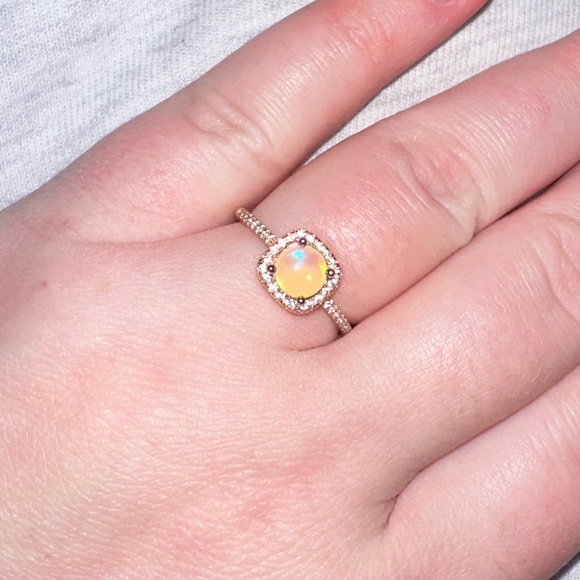 Jewelry - Rose Gold Plated Sterling Silver Adjustable Opal Ring